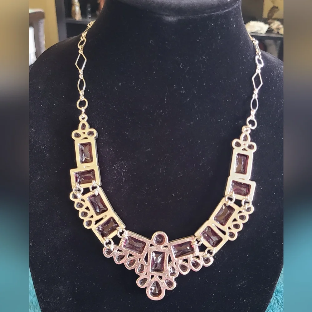 Red Purple Gemstone Necklace